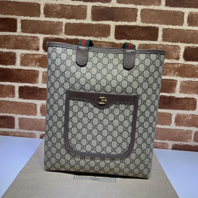 Gucci GG Supreme 竖版托特包啡胶 款号744544