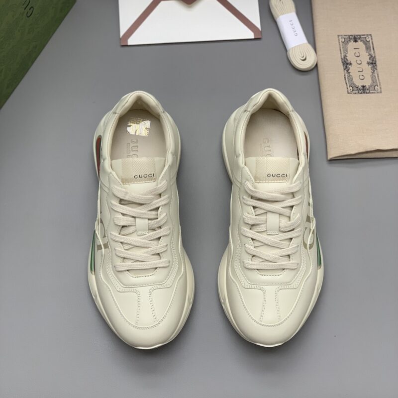 Gucci 男女款复古运动鞋 象牙色皮革复古风格