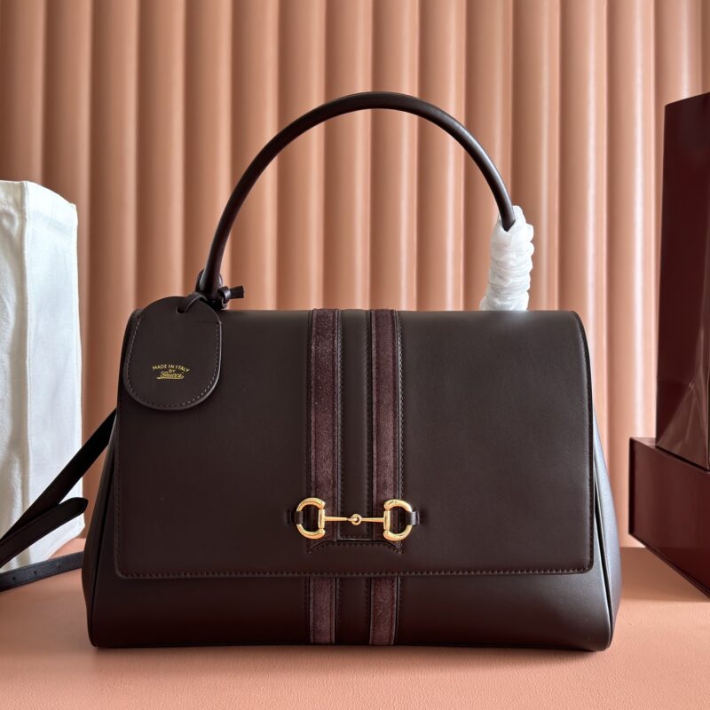 Gucci 沙色和深棕色GG帆布手提包 型号875019