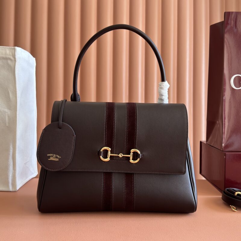 Gucci 沙色和深棕色GG帆布手提包 型号875018