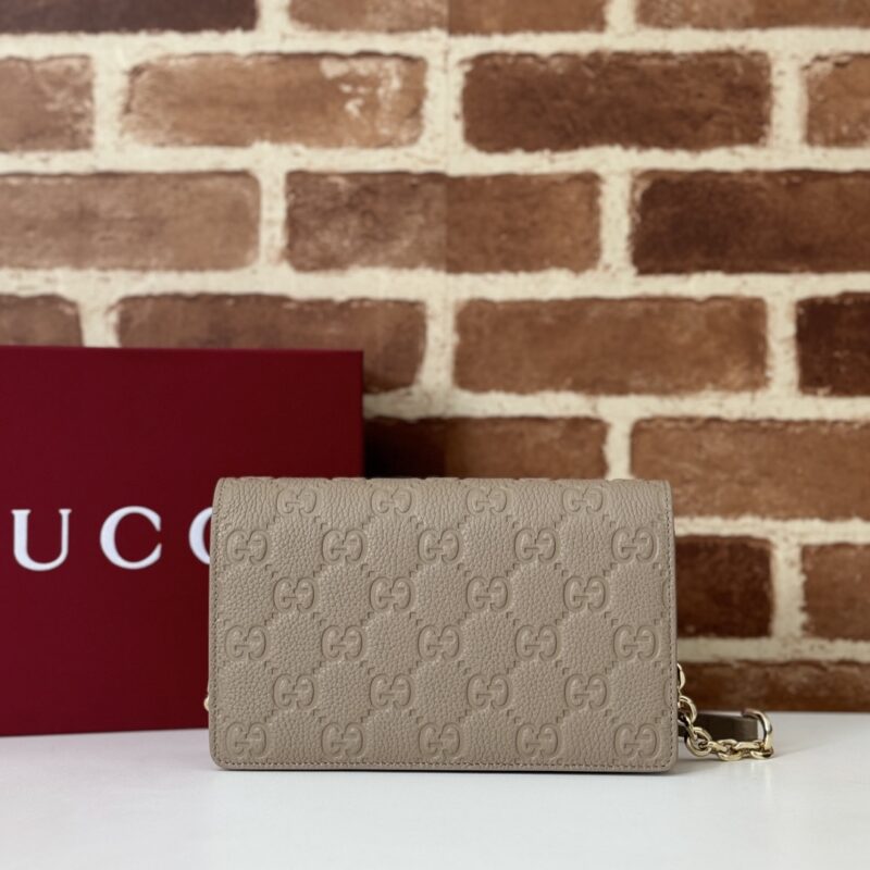 Gucci 专柜品质顶级原单货 链条包灰荔压G 款号818705