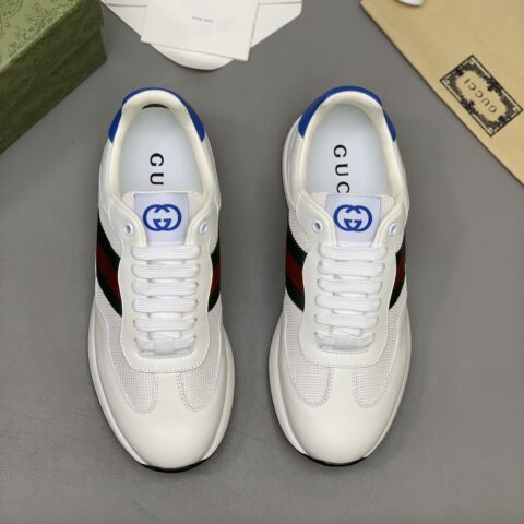 Gucci 牛皮休闲鞋 纹理牛皮拼接厚底设计