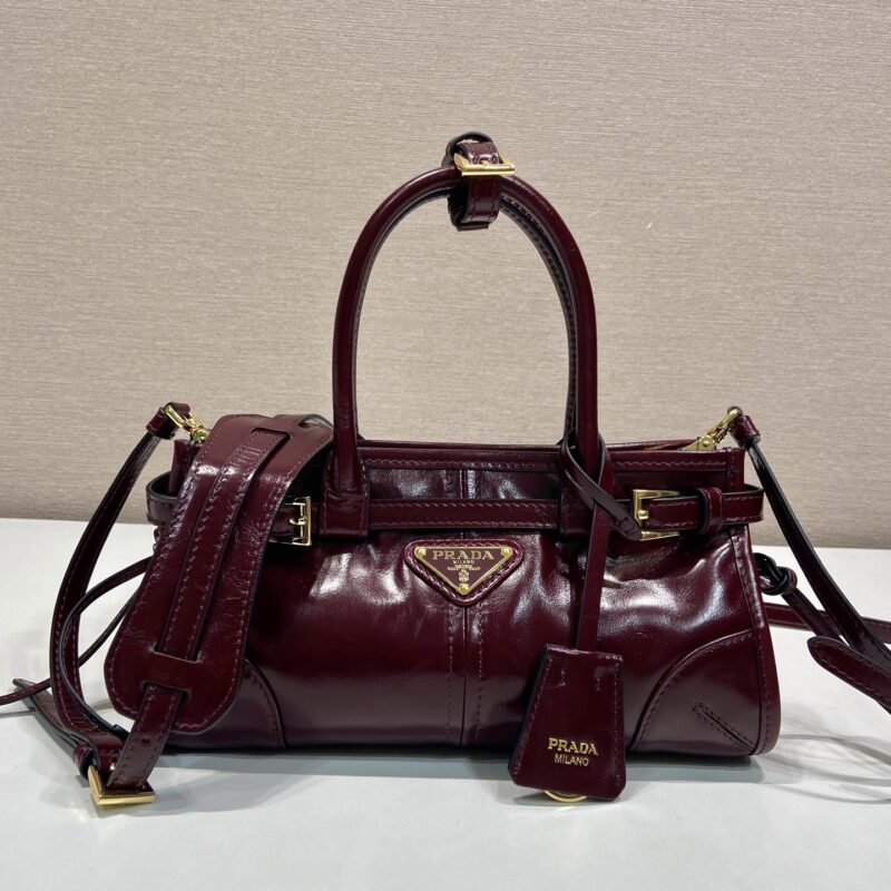 Prada Softlux油腊皮波尔多红迷你号 款号1BA486