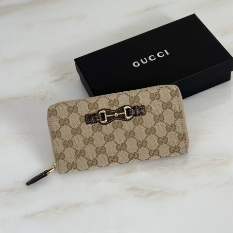 Gucci 浅杏布长款钱包 款号A006YS