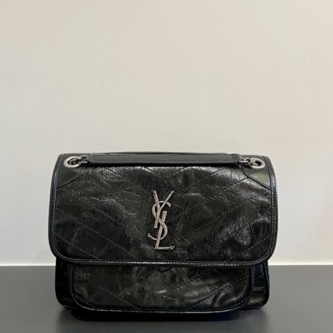 YSL【𝙉𝙞𝙠𝙞-𝟮𝟴𝙘𝙢】银扣中号复古手袋 型号498894