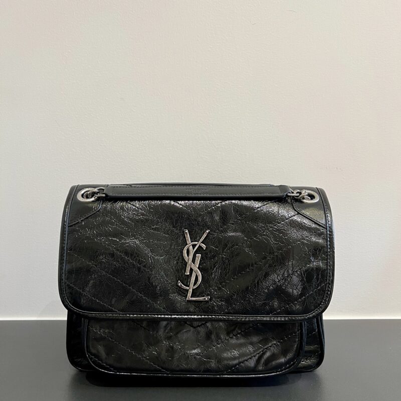 YSL【𝙉𝙞𝙠𝙞-𝟮𝟴𝙘𝙢】银扣中号复古手袋 型号498894