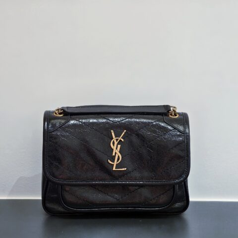 YSL【𝙉𝙞𝙠𝙞-𝟮𝟮𝙘𝙢】金扣小号油蜡皮复古手袋 533037