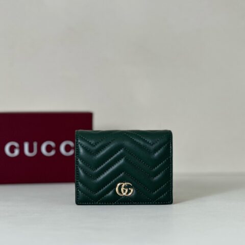 Gucci 深绿羊皮短夹钱包 型号466492