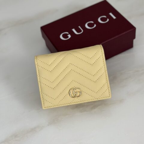 Gucci 浅黄短夹钱包 型号466492
