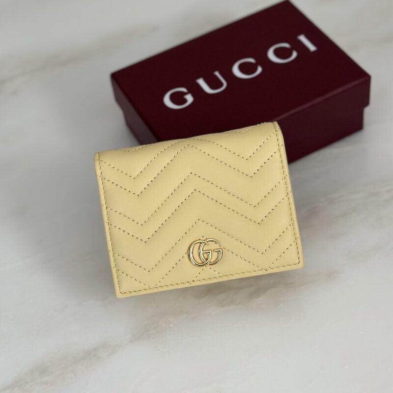Gucci 浅黄短夹钱包 型号466492