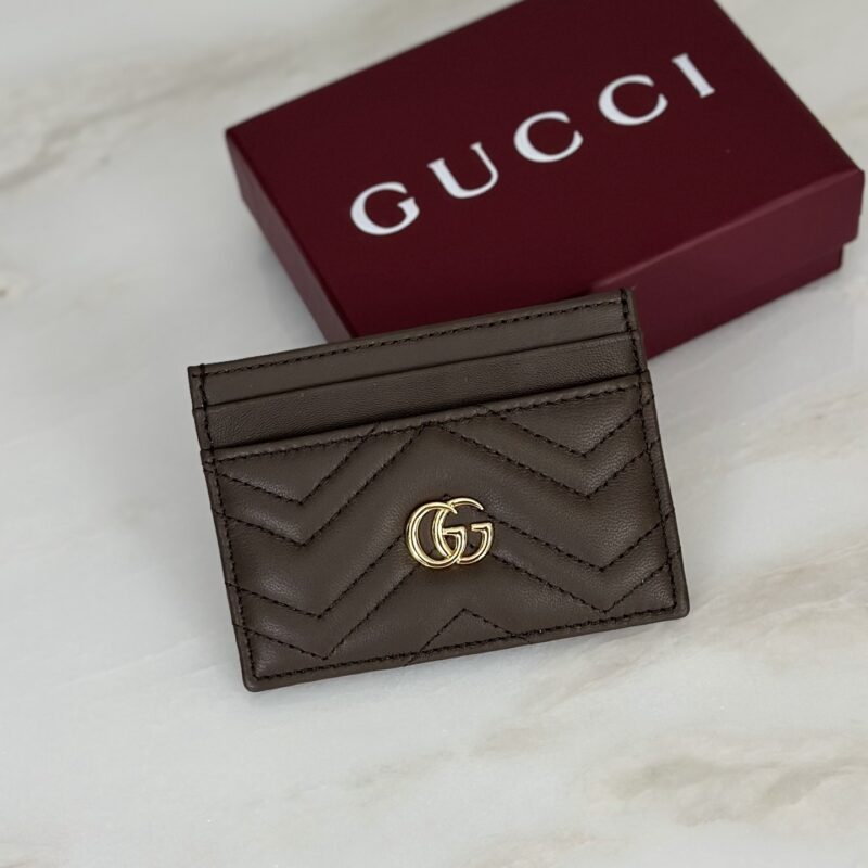 Gucci 深灰褐卡夹钱包 型号443127