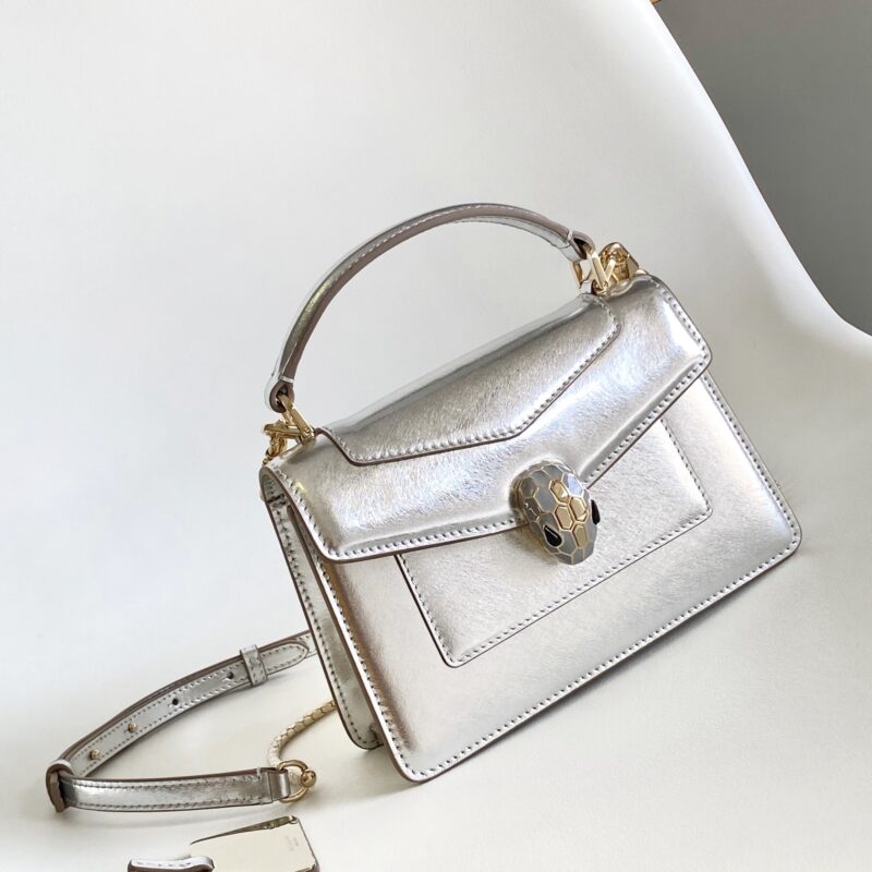 BVLGAR 芯片版SERPENTI FOREVER系列迷你手提包银色 Cm293666