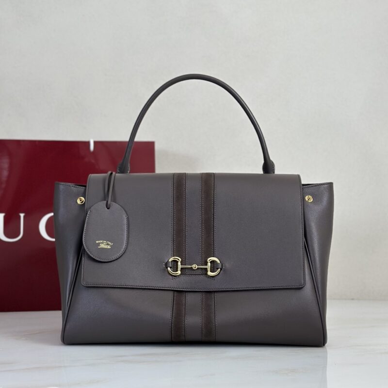 Gucci 灰皮绒面肩背包 型号875019