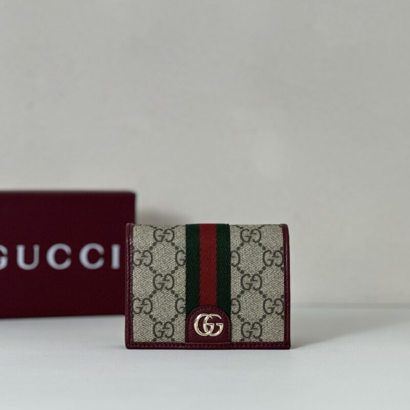 Gucci 酒红色短夹钱包 型号838487