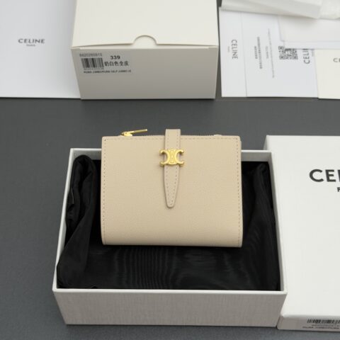 CELINE TRIOPHE短款钱包 编号:L101O3GVE.01CR 339 奶白色全皮