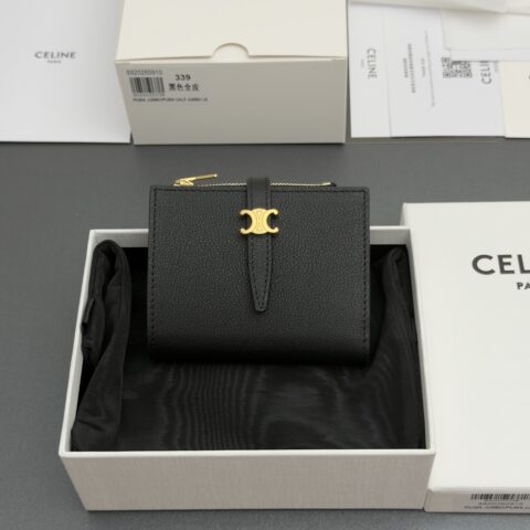 CELINE TRIOPHE短款钱包 编号:L101O3GVE.01CR 339 黑色全皮