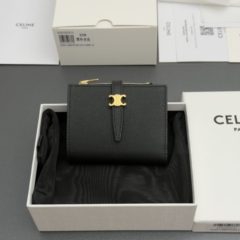 CELINE TRIOPHE短款钱包 编号:L101O3GVE.01CR 339 黑色全皮