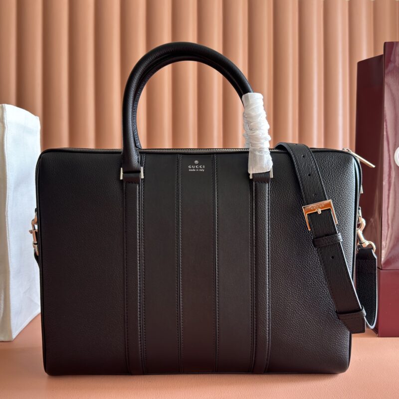 Gucci Primavera系列公文包 A0007X 黑色全皮