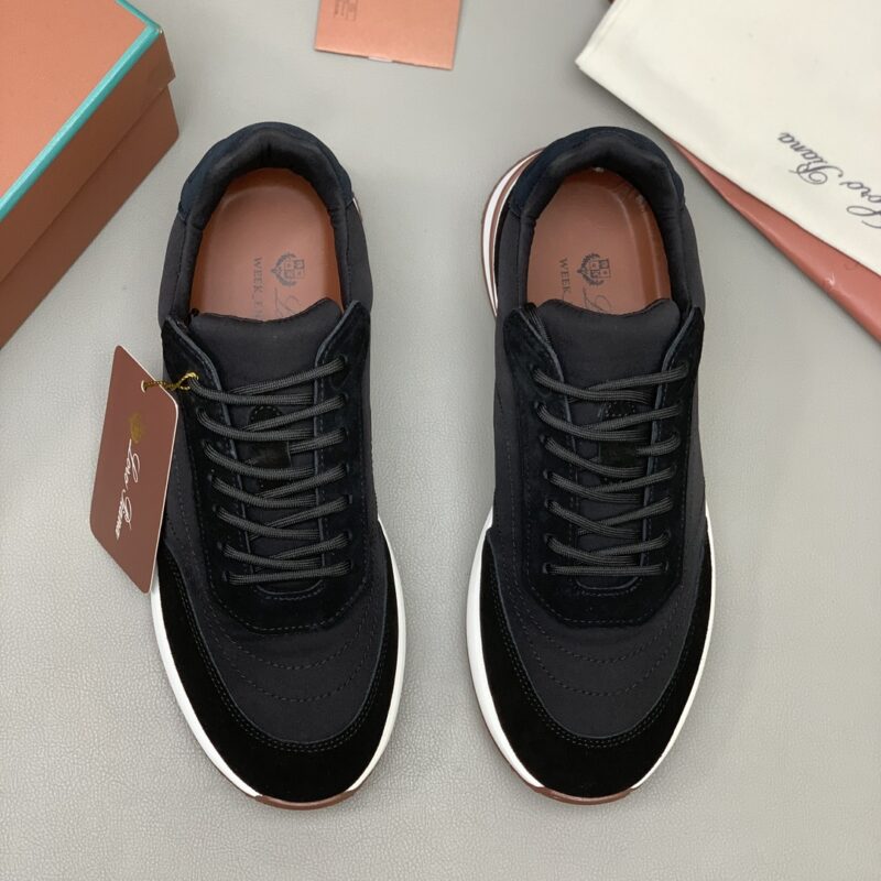 Loro Piana 男款低帮织面革网休闲鞋