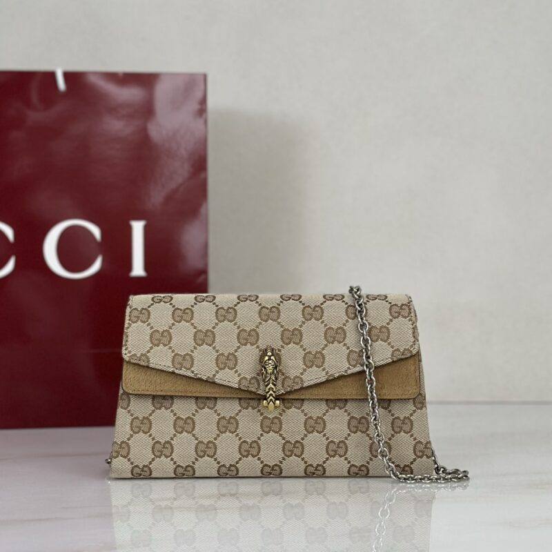 Gucci 浅杏布斜挎包 型号876531