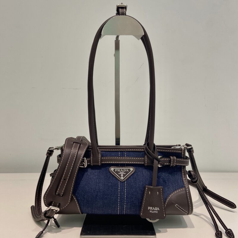 Prada Softlux牛仔布长手挽 型号1BA486