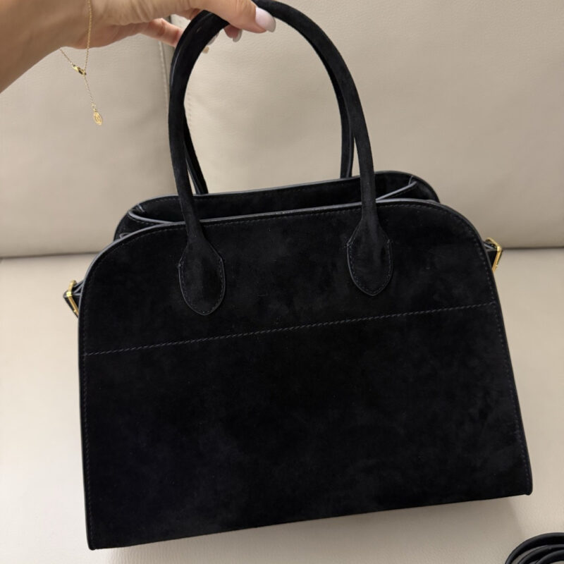 TheRow SoftMargaux12Bag 进口胎牛绒黑色手提包 TR1218