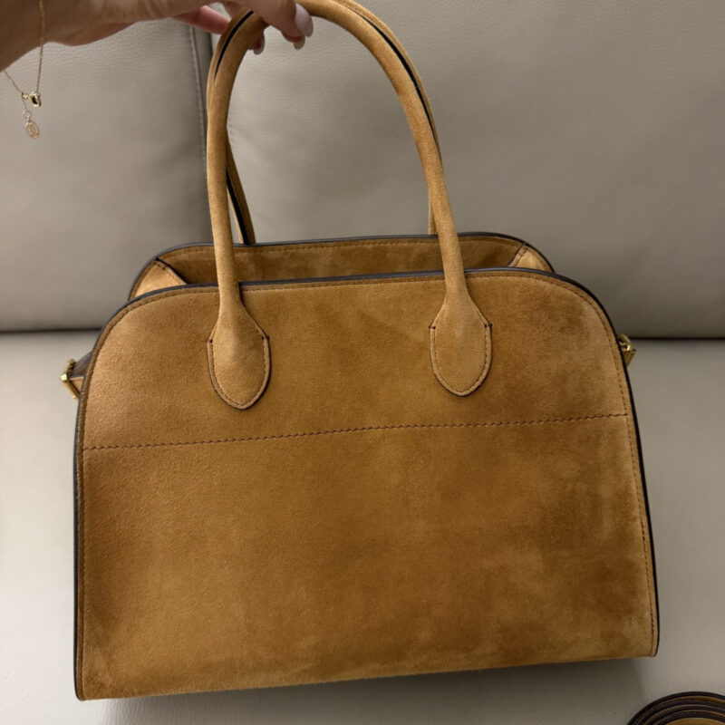 TheRow SoftMargaux12Bag 进口胎牛绒 金棕手提包 TR1218