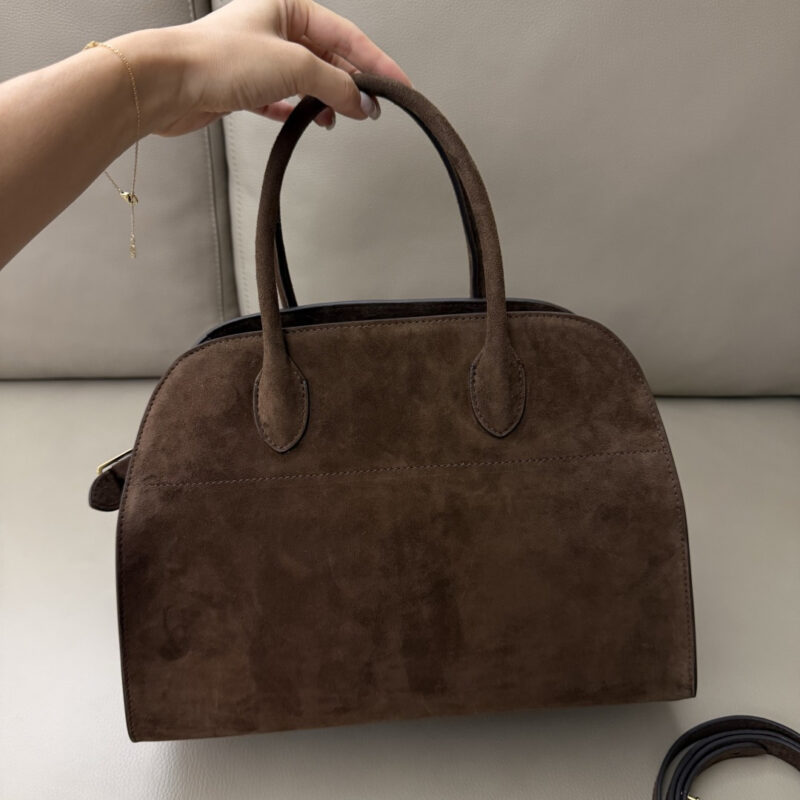 TheRow SoftMargaux12Bag 进口胎牛绒 深棕手提包 TR1218