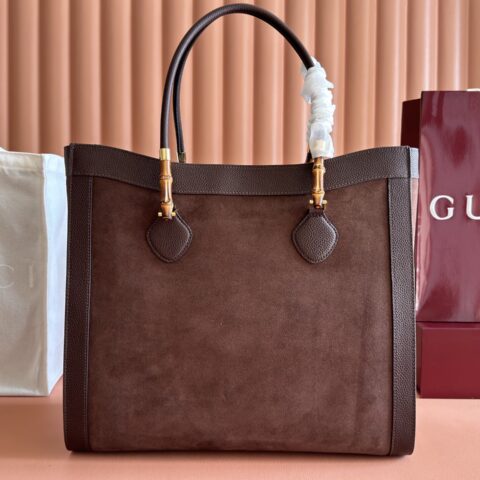 Gucci Primavera系列经典托特包 深棕色/反绒皮 A0022V