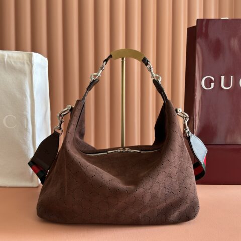 Gucci Brera系列手袋 深棕色/反绒孔 型号A006X0