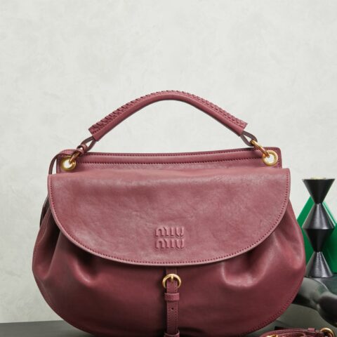 MiuMiu Rendez-vous皮革包袋 紫红色 型号5BC219