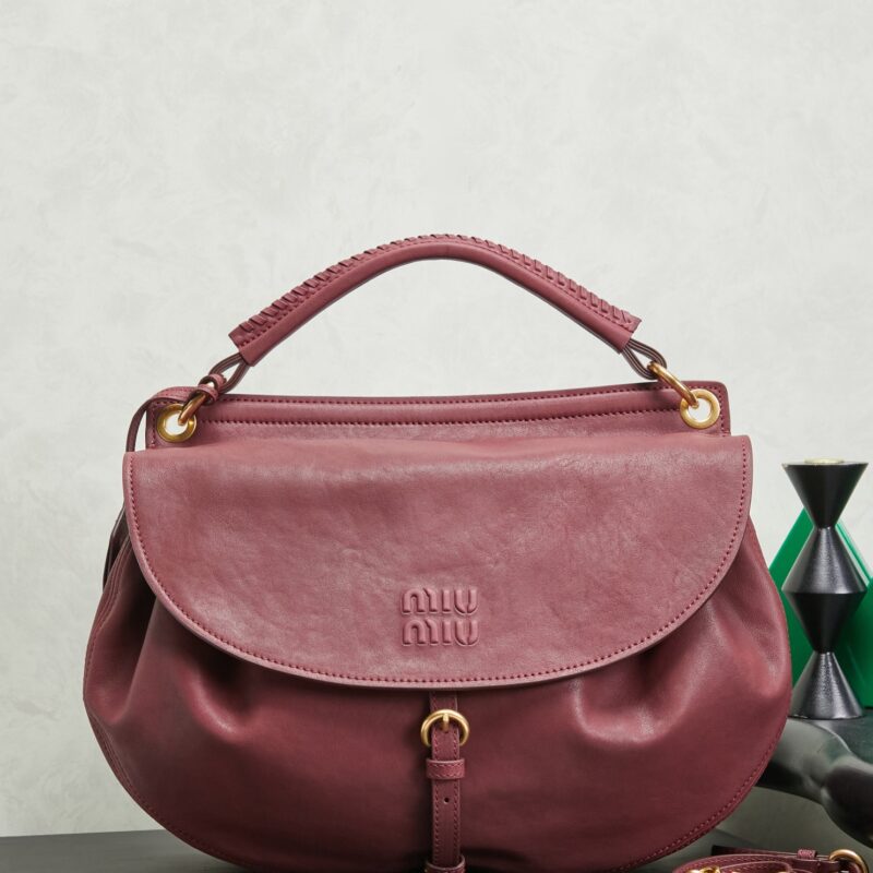 MiuMiu Rendez-vous皮革包袋 紫红色 型号5BC219