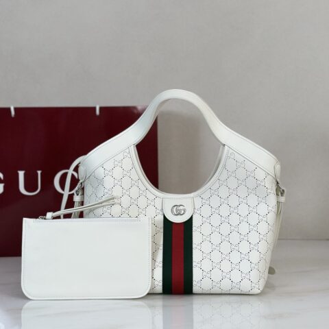 Gucci 白皮穿孔手提包 型号860845