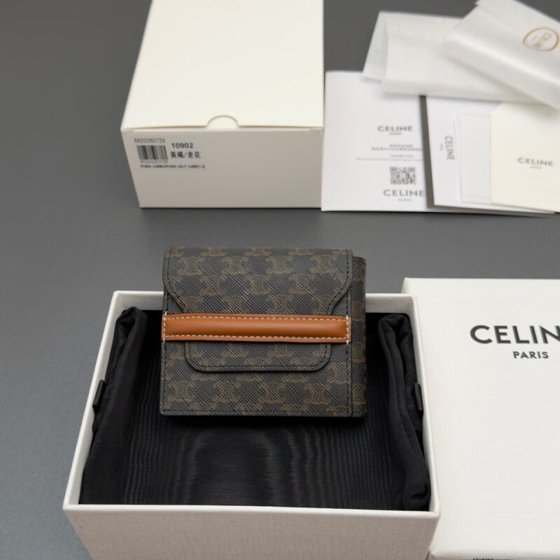 CELINE TRIOMPHE标志印花卡包钱包 黃褐/老花 型号10E10902BZ904