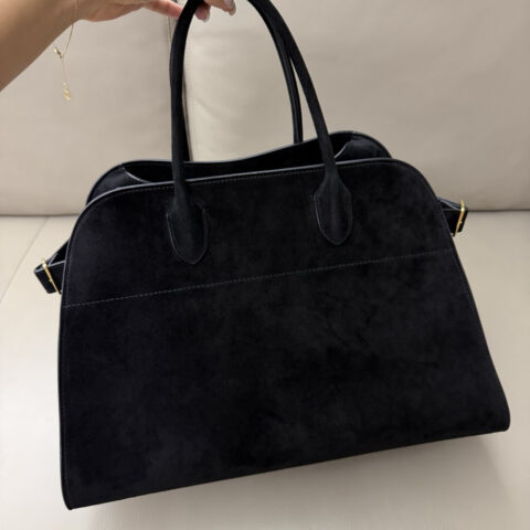 TheRow SoftMargaux15Bag 进口胎牛绒黑色 TR1217