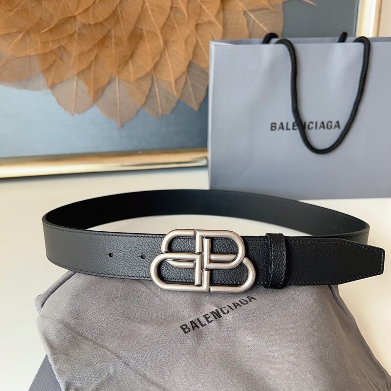 Balenciaga 宽度3.5cm纯铜复古五金牛皮腰带银扣