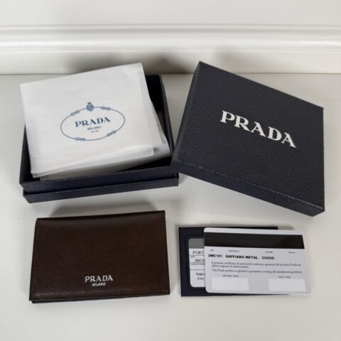 Prada 男女通用款双色皮制作卡夹 波尔多红色 型号2MC101