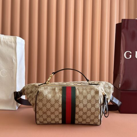 Gucci Core系列帆布手提包浅杏色 型号A00DB6
