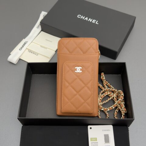 Chanel 意大利颗粒牛皮长夹钱包 焦糖細球纹金扣 型号AP0990