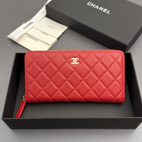 Chanel 羊皮钱包 大红细球金色钢唛 型号A50097
