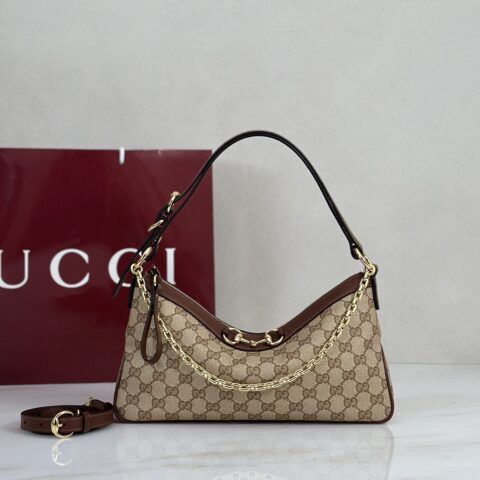 Gucci 深棕涂层帆布肩背包 型号A00CI1