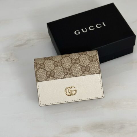 Gucci 短夹钱包杏水晶/白色 型号456126