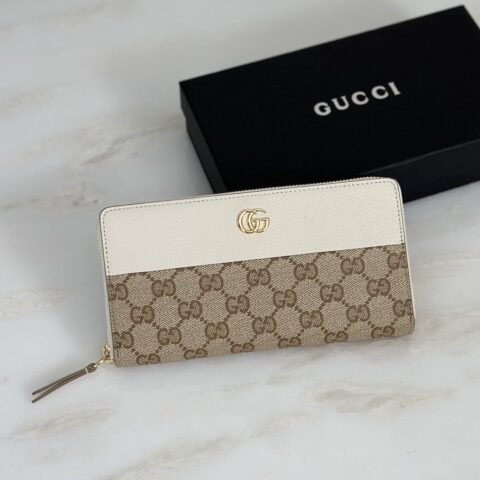 Gucci 长夹钱包杏水晶/白色 型号456117
