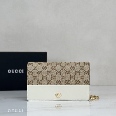 Gucci 肩背链条包杏水晶/白色 型号497985