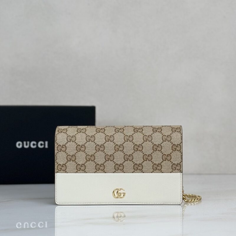 Gucci 肩背链条包杏水晶/白色 型号497985