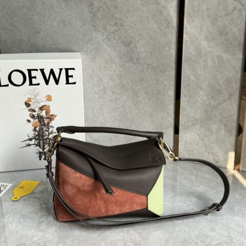 Loewe 最新绒面皮拼色puzzle手袋 ID0681